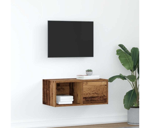 Mueble para TV madera contrachapada envejecida 60x31x25,5 cm