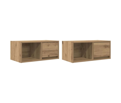 Muebles para TV 2 uds madera roble artisan 60x31x25,5 cm