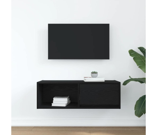 Mueble de TV de madera de roble negro 80x31x25,5 cm