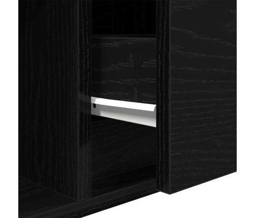 Mueble de TV de madera de roble negro 80x31x25,5 cm