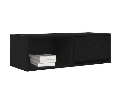 Mueble de TV de madera de roble negro 80x31x25,5 cm