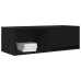 Mueble de TV de madera de roble negro 80x31x25,5 cm