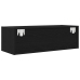 Mueble de TV de madera de roble negro 80x31x25,5 cm