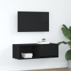 Mueble de TV de madera de roble negro 80x31x25,5 cm