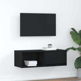 Mueble de TV de madera de roble negro 80x31x25,5 cm