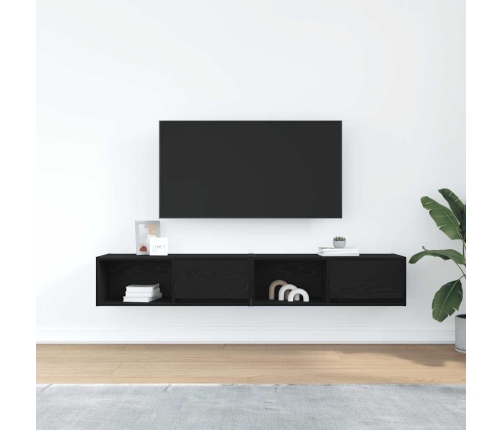 Muebles de TV 2 uds Roble Negro 80x31x25,5 cm Madera ingeniería