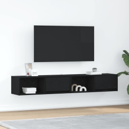 Muebles de TV 2 uds Roble Negro 80x31x25,5 cm Madera ingeniería