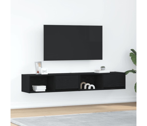 Muebles de TV 2 uds Roble Negro 80x31x25,5 cm Madera ingeniería