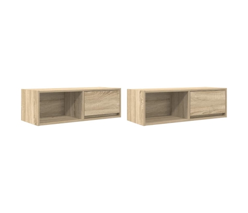 Muebles de TV 2 uds Roble Sonoma 80x31x25,5cm Madera ingeniería