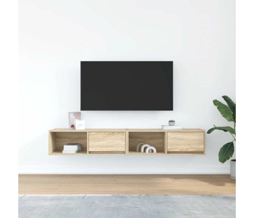 Muebles de TV 2 uds Roble Sonoma 80x31x25,5cm Madera ingeniería