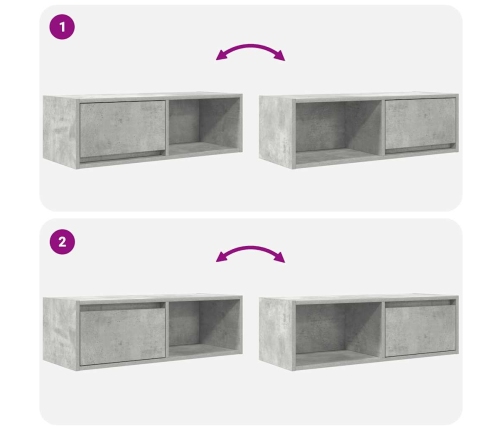 Mueble de TV de madera de ingeniería gris hormigón 80x31x25,5cm