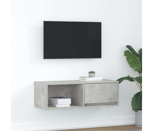 Mueble de TV de madera de ingeniería gris hormigón 80x31x25,5cm