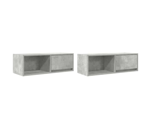 Muebles de TV 2uds madera ingeniería gris hormigón 80x31x25,5cm