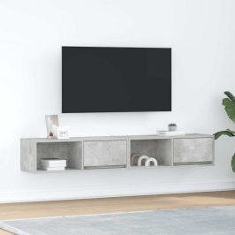 Muebles de TV 2uds madera ingeniería gris hormigón 80x31x25,5cm