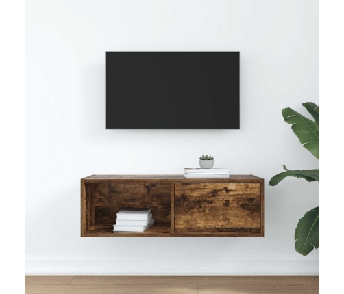 Mueble de TV de roble ahumado 80x31x25,5cm Madera de ingeniería