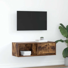 Mueble de TV de roble ahumado 80x31x25,5cm Madera de ingeniería