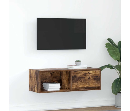 Mueble de TV de roble ahumado 80x31x25,5cm Madera de ingeniería