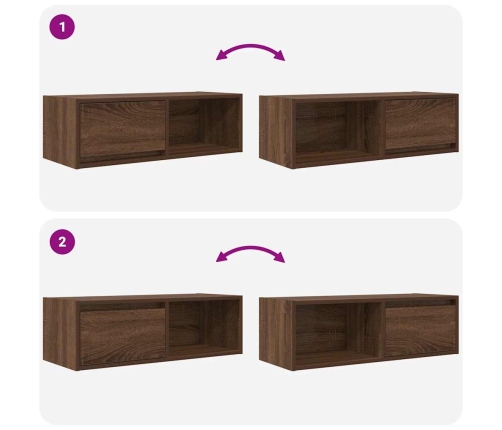 Mueble de TV madera contrachapada roble marrón 80x31x25,5 cm