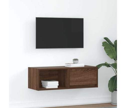 Mueble de TV madera contrachapada roble marrón 80x31x25,5 cm