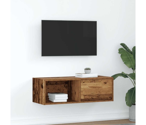 Mueble para TV madera contrachapada envejecida 80x31x25,5 cm