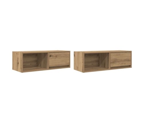 Muebles para TV 2 uds madera roble artisan 80x31x25,5 cm