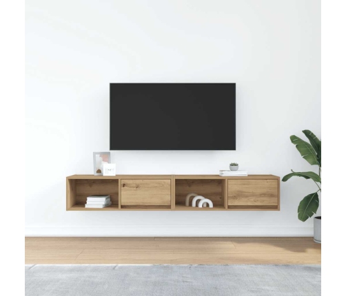 Muebles para TV 2 uds madera roble artisan 80x31x25,5 cm