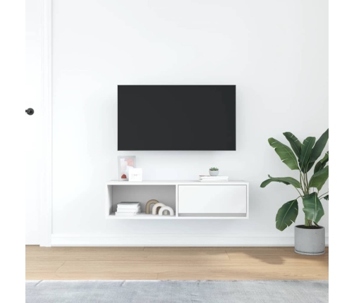 Mueble de TV blanco 100x31x25,5 cm madera de ingeniería