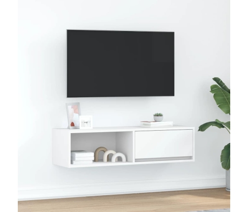 Mueble de TV blanco 100x31x25,5 cm madera de ingeniería