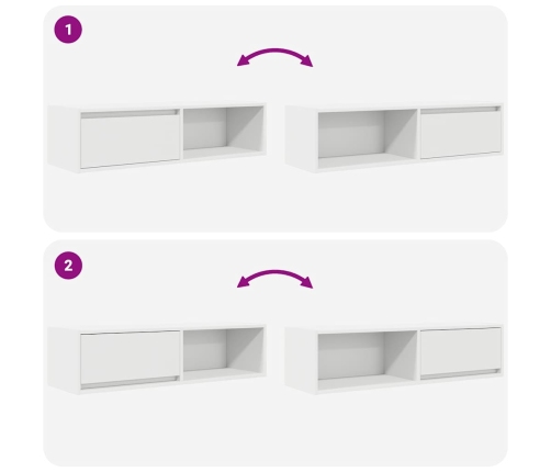 Muebles de TV 2 uds Blanco 100x31x25,5 cm Madera de ingeniería