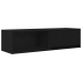 Mueble de TV de madera de roble negro 100x31x25,5 cm