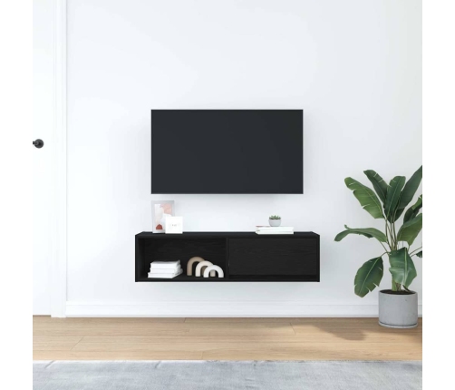 Mueble de TV de madera de roble negro 100x31x25,5 cm