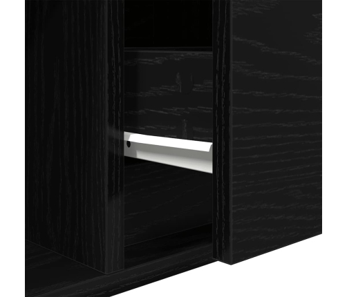 Mueble de TV de madera de roble negro 100x31x25,5 cm