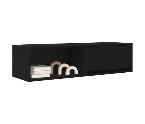 Mueble de TV de madera de roble negro 100x31x25,5 cm