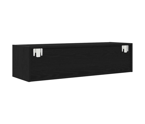 Mueble de TV de madera de roble negro 100x31x25,5 cm