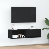 Mueble de TV de madera de roble negro 100x31x25,5 cm