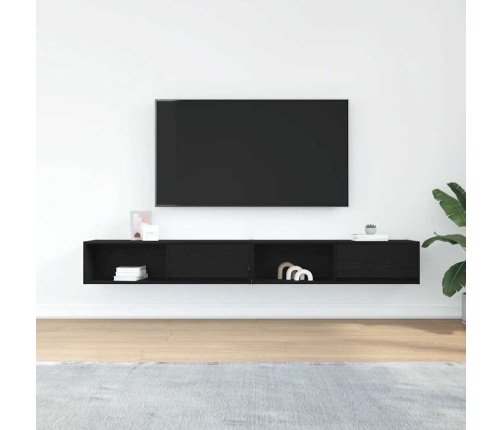 Muebles de TV 2 uds Roble Negro 100x31x25,5cm Madera ingeniería