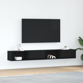 Muebles de TV 2 uds Roble Negro 100x31x25,5cm Madera ingeniería