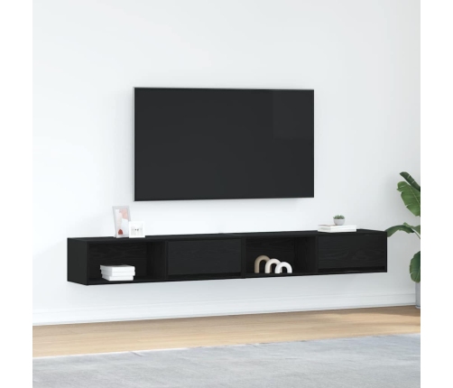 Muebles de TV 2 uds Roble Negro 100x31x25,5cm Madera ingeniería