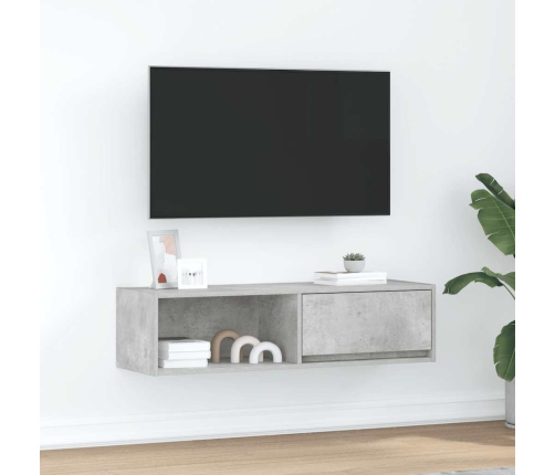 Mueble de TV madera contrachapada gris hormigón 100x31x25,5 cm