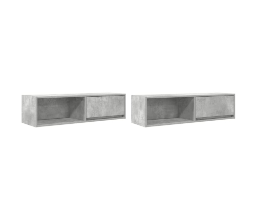 Muebles de TV 2 uds gris hormigón 100x31x25,5 cm