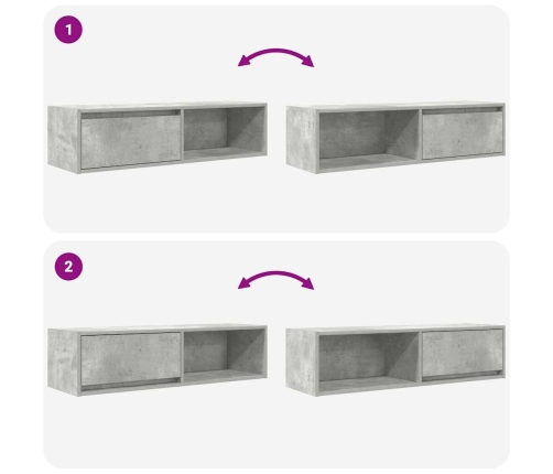 Muebles de TV 2 uds gris hormigón 100x31x25,5 cm