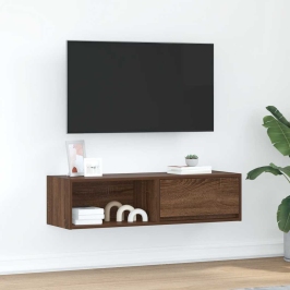 Mueble de TV madera de ingeniería marrón roble 100x31x25,5 cm