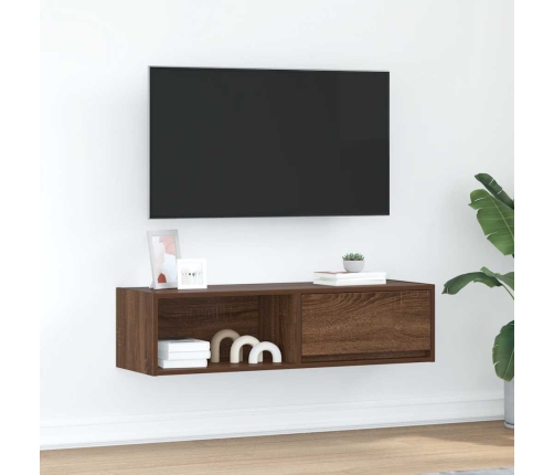 Mueble de TV madera de ingeniería marrón roble 100x31x25,5 cm