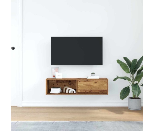 Mueble para TV madera contrachapada envejecida 100x31x25,5 cm