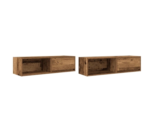 Muebles de TV 2 uds 100x31x25,5 cm Madera ingeniería envejecida