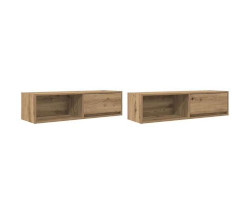 Muebles para TV 2 uds madera roble artisan 100x31x25,5 cm