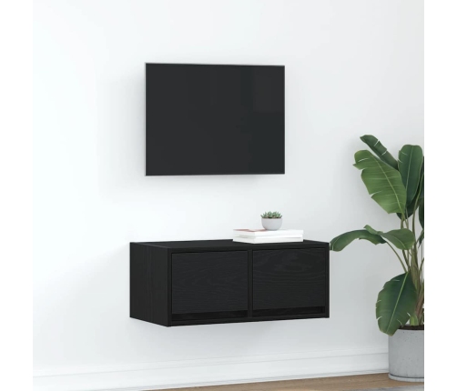 Mueble de TV madera de ingeniería roble negro 60x31x25,5 cm