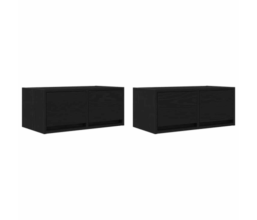 Muebles de TV 2 uds Roble Negro 60x31x25,5 cm Madera ingeniería