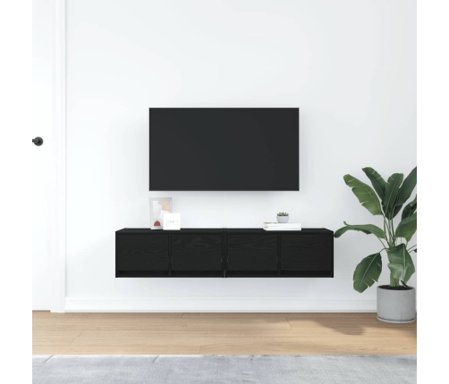 Muebles de TV 2 uds Roble Negro 60x31x25,5 cm Madera ingeniería