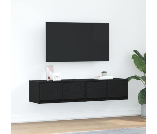 Muebles de TV 2 uds Roble Negro 60x31x25,5 cm Madera ingeniería